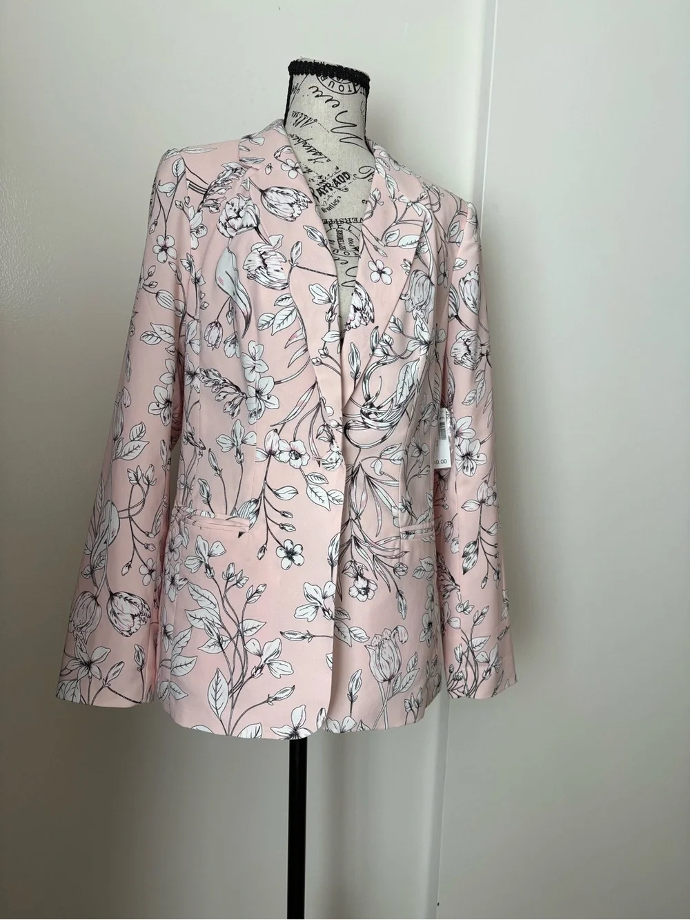 Roz & Ali Pink Floral Notch-Lapel Blazer